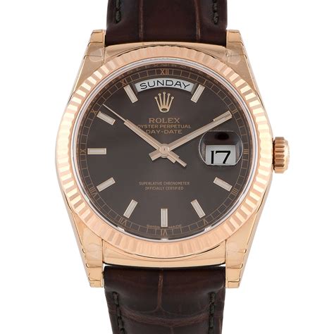 rolex day date rose gold leather strap|rolex day date price.